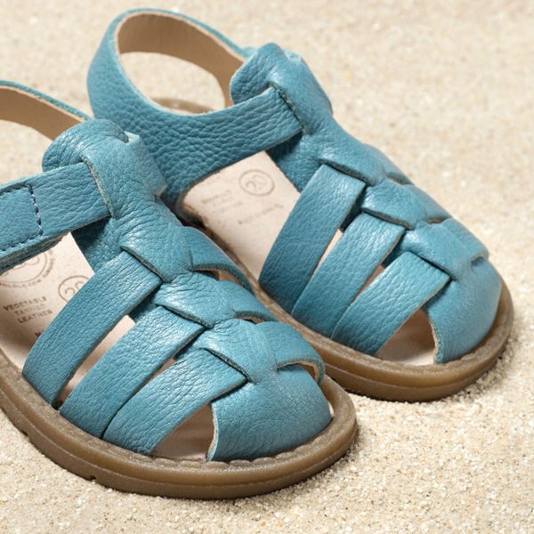 pololo-mini-leather-sandal-fiesta-light blue-frontal-detail