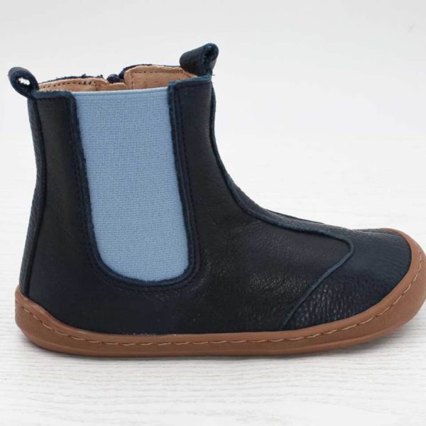 pololo-barefoot-children's shoe-leather-chelsea-blue-side