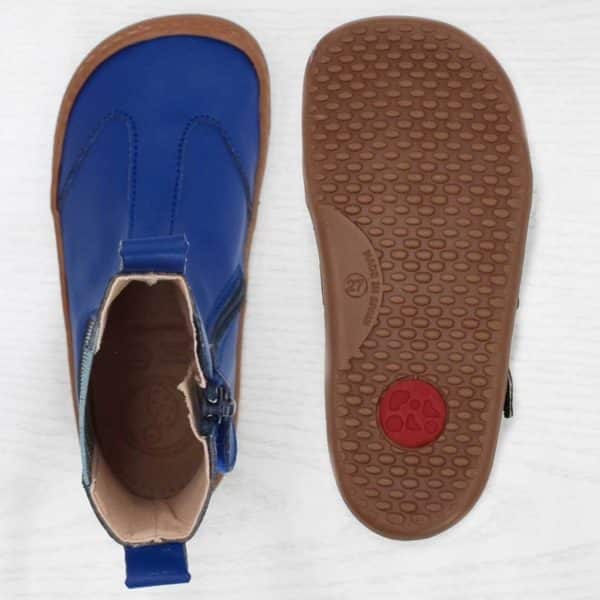 pololo-barefoot-children's shoe-vegan-chelsea-blue-top view-sole