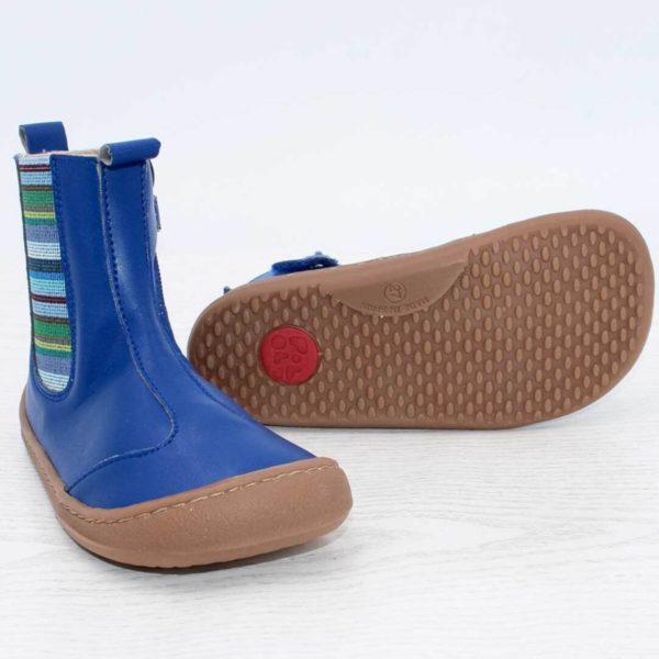 pololo-barefoot-children's shoe-vegan-chelsea-blue-side-sole