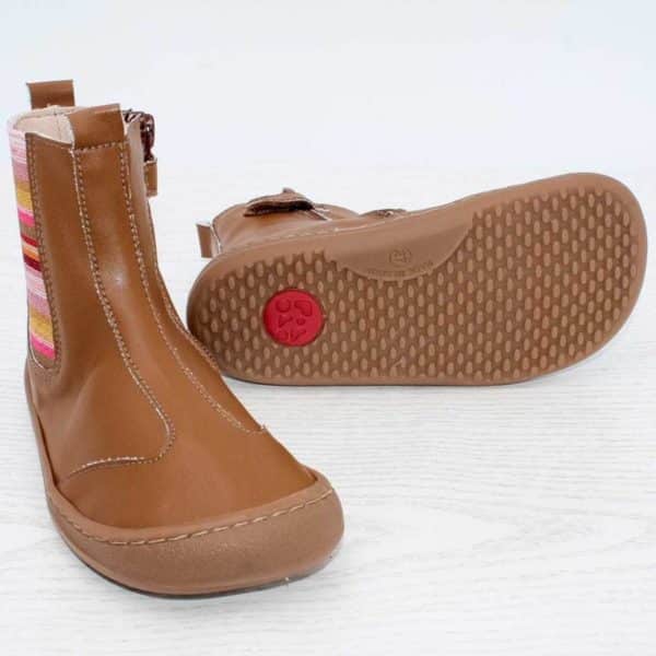 pololo-barefoot-children's shoe-vegan-chelsea-brown-side-sole
