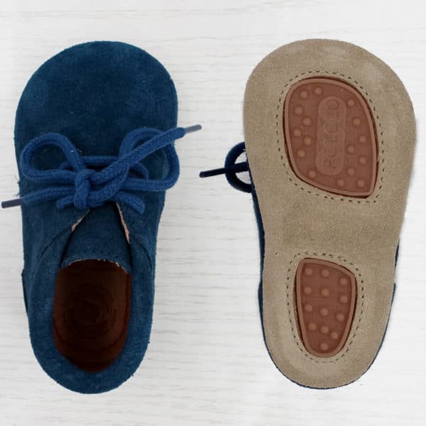 Pololo-children's lace-up shoe-porto-blue-top view-sole