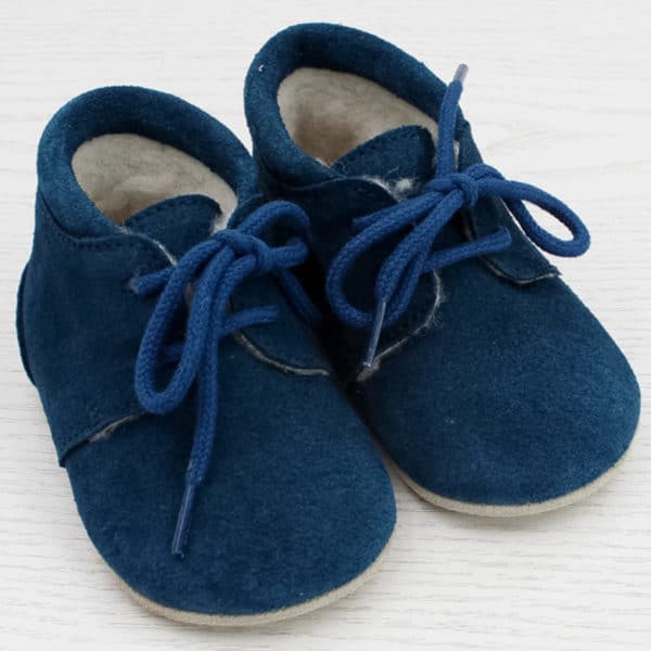 pololo-children's-lace-up shoe-porto-blue-lined-front