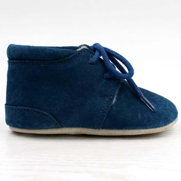 pololo-children's-lace-up shoe-porto-blue-lined-on the side