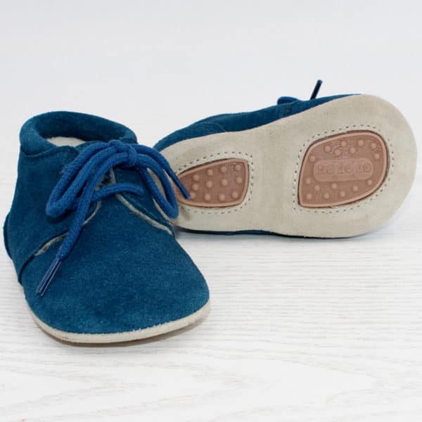 pololo-children's-lace-up shoe-porto-blue-lined-side-sole